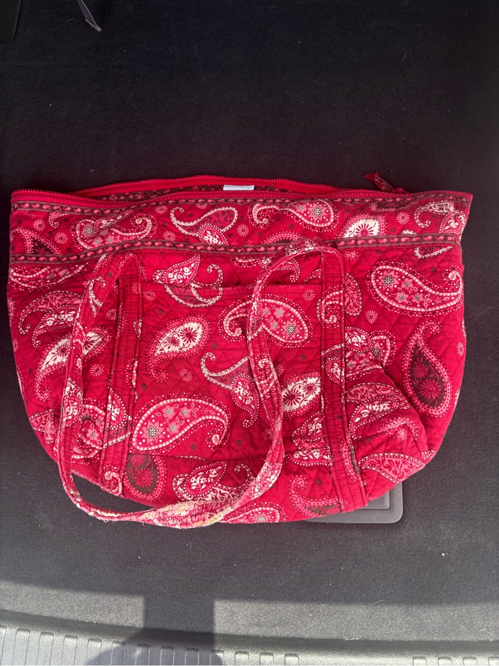 Vera Bradley Bright Red Quilted Paisley Tote